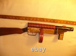 Vintage Marx G-Man Tin Windup Submachine Gun Toy 1930's Works Early Graphics 24