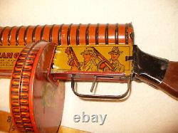 Vintage Marx G-Man Tin Windup Submachine Gun Toy 1930's Works Early Graphics 24