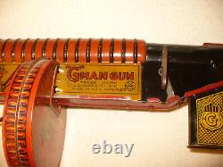 Vintage Marx G-Man Tin Windup Submachine Gun Toy 1930's Works Early Graphics 24