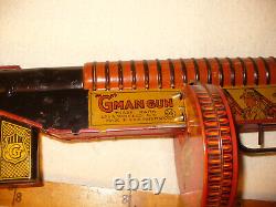 Vintage Marx G-Man Tin Windup Submachine Gun Toy 1930's Works Early Graphics 24