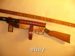 Vintage Marx G-Man Tin Windup Submachine Gun Toy 1930's Works Early Graphics 24