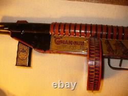 Vintage Marx G-Man Tin Windup Submachine Gun Toy 1930's Works Early Graphics 24