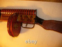 Vintage Marx G-Man Tin Windup Submachine Gun Toy 1930's Works Early Graphics 24