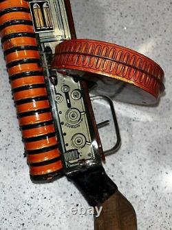 Vintage Marx G-Man Tin Windup Submachine Gun Toy 1930s 1940s Made In USA