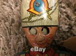 Vintage Marx George The Drummer Boy Wind Up Tin Toy Works Nice With Damaged Box