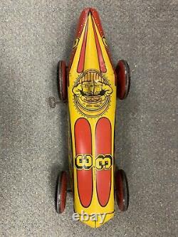 Vintage Marx Giant King Boat Tail Tin Seated Driver Wind Up Toy Tin Litho St