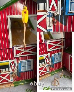 Vintage Marx Happi Time Barn Farm Tin Farmhouse Collectible Toy Nice Rare Find