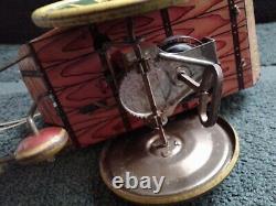 Vintage Marx Hee Haw Tin Litho Wind-Up Toy Delivery Wagon with Man & Dog, USA