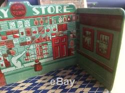 Vintage Marx Home Town Grocery Store Tin Litho Playset 1920 With part of box
