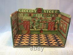 Vintage Marx Home Town Grocery Store Tin Toy Building Dollhouse Room
