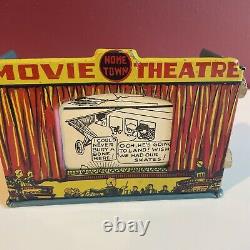 Vintage Marx Home Town Tin Litho Movie Theatre Bobby and Betty's North Pole Trip