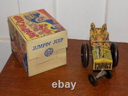 Vintage Marx Jumpin Jeep Wind-Up Tin Toy with Original Box