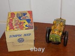 Vintage Marx Jumpin Jeep Wind-Up Tin Toy with Original Box