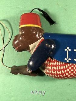 Vintage Marx Large Climbing Monkey With Box Tin Pull Toy Works USA
