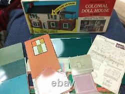 Vintage Marx Large Metal Two Story Colonial Doll House in Box Original USA Made
