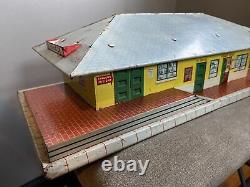 Vintage Marx Large Tin Toy Glendale Train Station Depot Lithograph Building RR