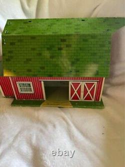 Vintage Marx Lazy Day Farm tin litho Barn & Toy Lot COMES WITH BOX OF ANIMALS