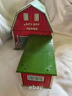 Vintage Marx Lazy Day Farm tin litho Barn & Toy Lot COMES WITH BOX OF ANIMALS