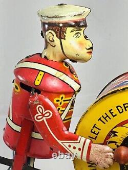 Vintage Marx Let The Drummer Boy Play Tin Windup Toy With Box
