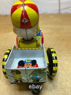 Vintage Marx Linemar Donald Duck Wind Up Fire Dept Tin Litho Toy Very Nice