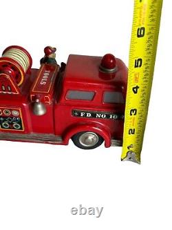 Vintage Marx Linemar Tin Friction Battery Operated Tin Toy Fire Engine Truck