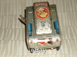 Vintage Marx Linemar Toys Wind-up Tin Popeye Turnover Tank Working Cond