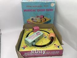 Vintage Marx Litho Tin Toy Kitschy Choo Choo Train Pastels Non Working With Box