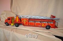 Vintage Marx Lumar Tin Fire Truck, Hook & Ladder from the 1950's