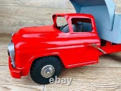 Vintage Marx Lumar Tin Metal Pressed Steel Red & Gray Dump Truck Toy