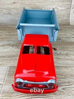 Vintage Marx Lumar Tin Metal Pressed Steel Red & Gray Dump Truck Toy