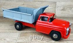 Vintage Marx Lumar Tin Metal Pressed Steel Red & Gray Dump Truck Toy