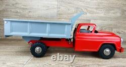 Vintage Marx Lumar Tin Metal Pressed Steel Red & Gray Dump Truck Toy