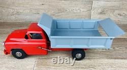 Vintage Marx Lumar Tin Metal Pressed Steel Red & Gray Dump Truck Toy