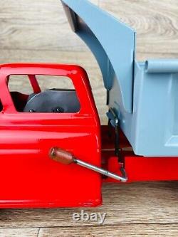 Vintage Marx Lumar Tin Metal Pressed Steel Red & Gray Dump Truck Toy