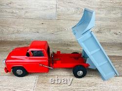 Vintage Marx Lumar Tin Metal Pressed Steel Red & Gray Dump Truck Toy