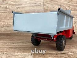 Vintage Marx Lumar Tin Metal Pressed Steel Red & Gray Dump Truck Toy