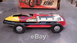 Vintage Marx Lupor Speed King #500 Tin Friction 11 Race Car w Box Near Mint