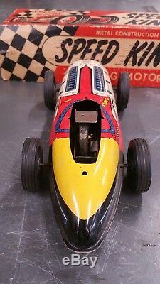 Vintage Marx Lupor Speed King #500 Tin Friction 11 Race Car w Box Near Mint