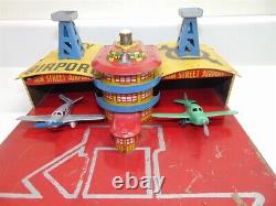 Vintage Marx Main Street City Airport-withplanes-tin litho-lights not working-good