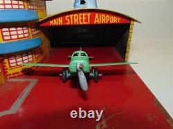 Vintage Marx Main Street City Airport-withplanes-tin litho-lights not working-good