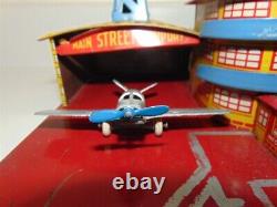 Vintage Marx Main Street City Airport-withplanes-tin litho-lights not working-good