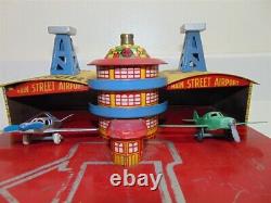 Vintage Marx Main Street City Airport-withplanes-tin litho-lights not working-good