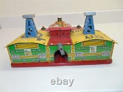 Vintage Marx Main Street City Airport-withplanes-tin litho-lights not working-good