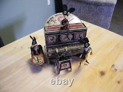 Vintage Marx Merry Makers Mouse Band Tin Litho Wind-Up Toy Piano Player