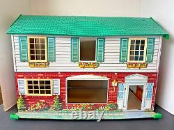 Vintage Marx Metal Tin Two Story Doll House 21.5 X 15.5 X 10.5