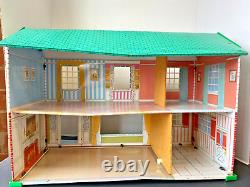 Vintage Marx Metal Tin Two Story Doll House 21.5 X 15.5 X 10.5