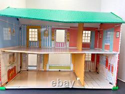 Vintage Marx Metal Tin Two Story Doll House 21.5 X 15.5 X 10.5