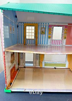 Vintage Marx Metal Tin Two Story Doll House 21.5 X 15.5 X 10.5