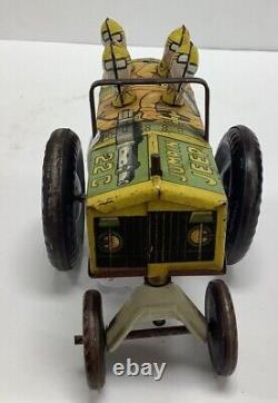 Vintage Marx Military Jumping Jeep Tin Litho Wind-up 22 C