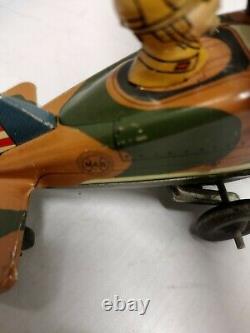Vintage Marx Military Looping Plane Tin Wind-up Toy BEAUTIFUL CONDITION WORKS